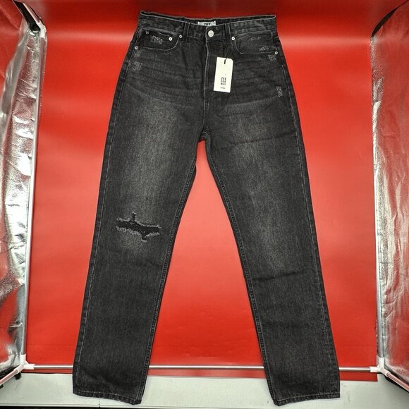 ZGY Denim Size 30 Straight Up Hi Rise Black Ashes To Ashes Trash Relaxed Fit NWT - Picture 2 of 16